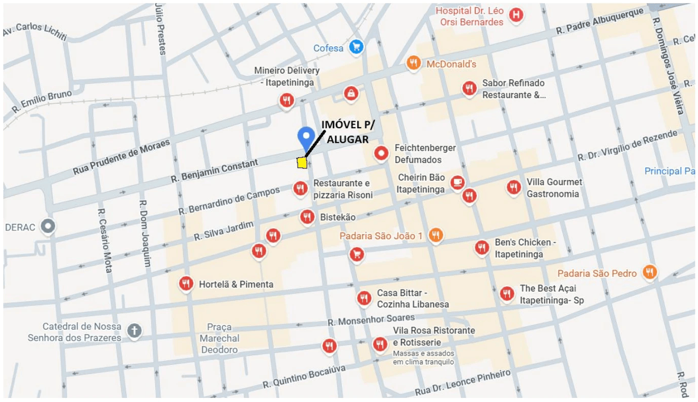 Localização do imóvel comercial aluguel Itapetininga