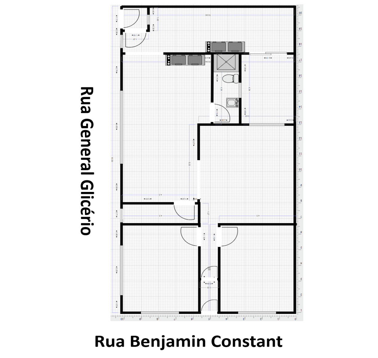 Planta do salão comercial 200m² aluguel